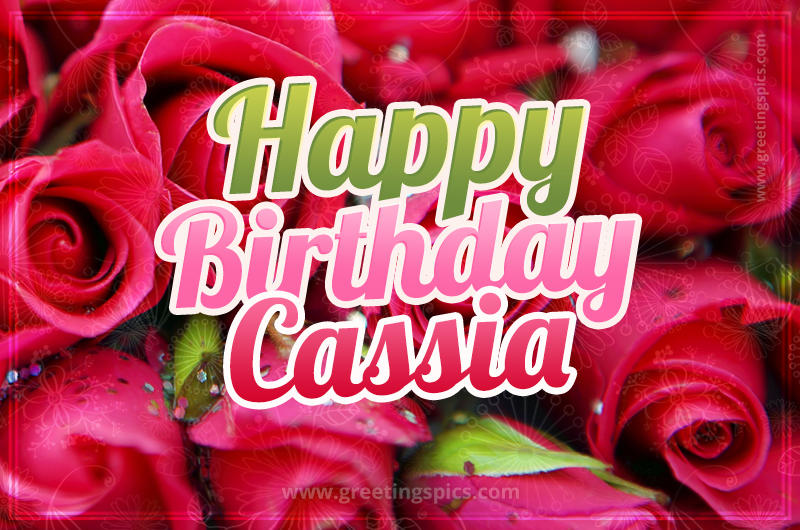 Happy Birthday Cassia beautiful Image with red roses