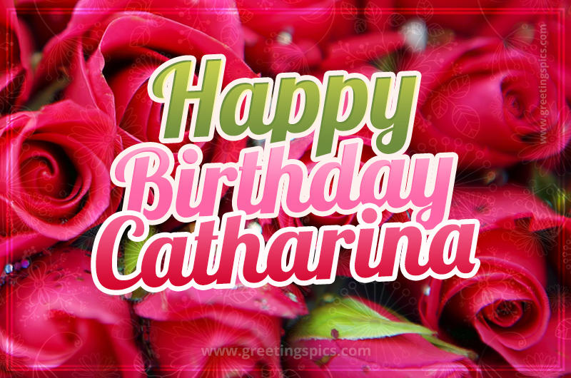 Happy Birthday Catharina beautiful Image with red roses