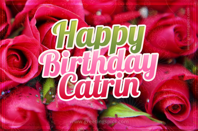 Happy Birthday Catrin beautiful Image with red roses