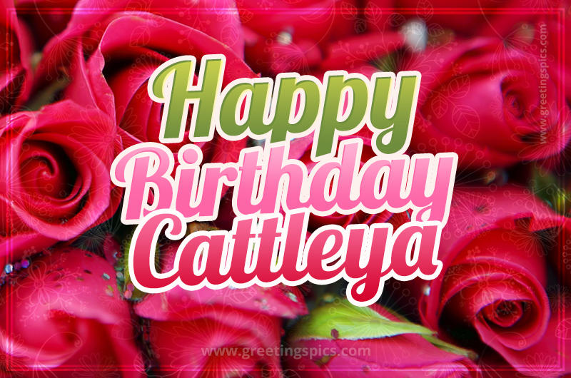 Happy Birthday Cattleya beautiful Image with red roses