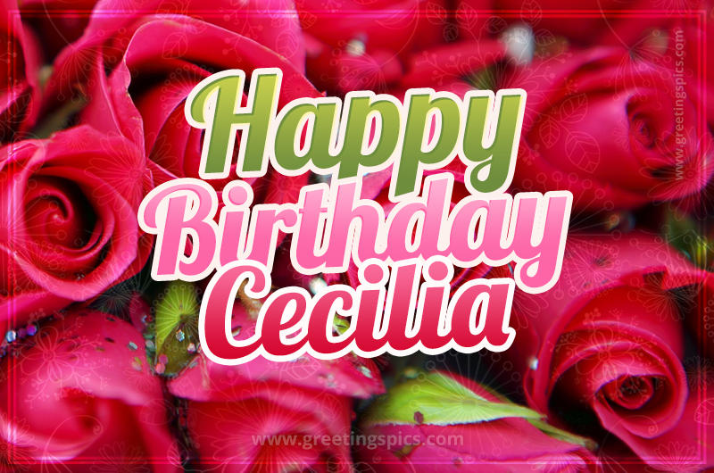 Happy Birthday Cecilia beautiful Image with red roses