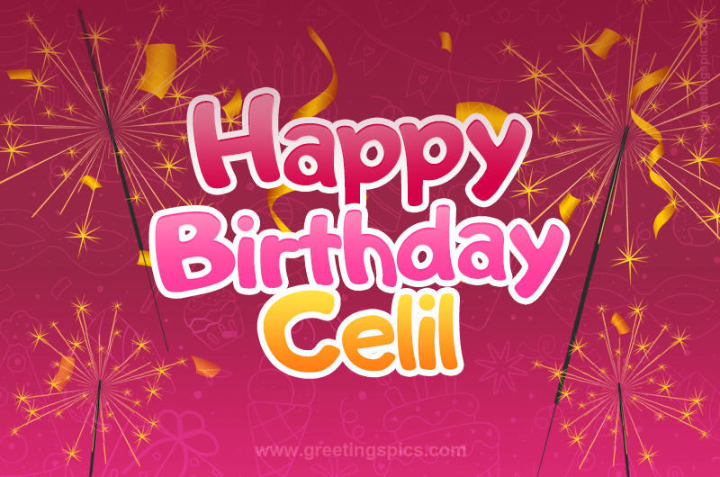 Happy Birthday Celil Image with sparklers