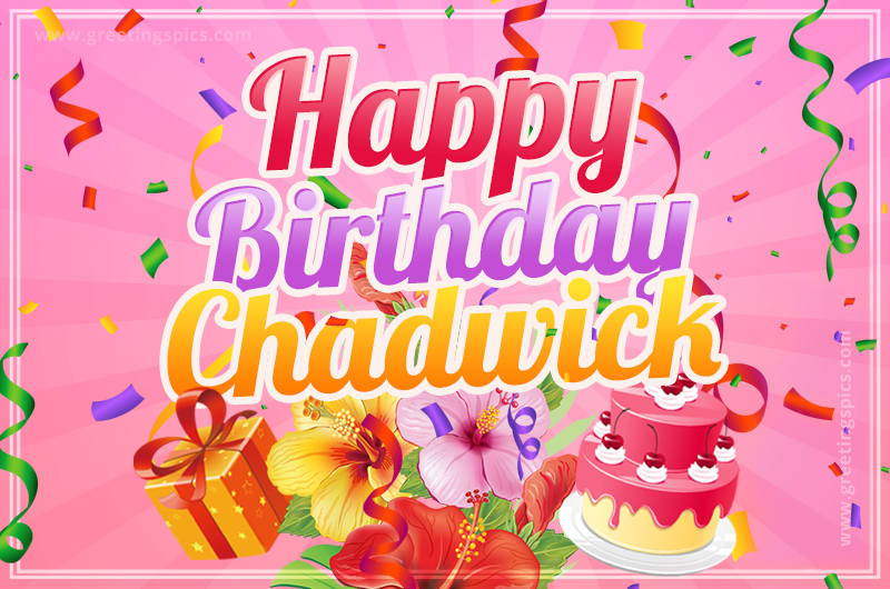 Beautiful Birthday Card for Chadwick with pink background