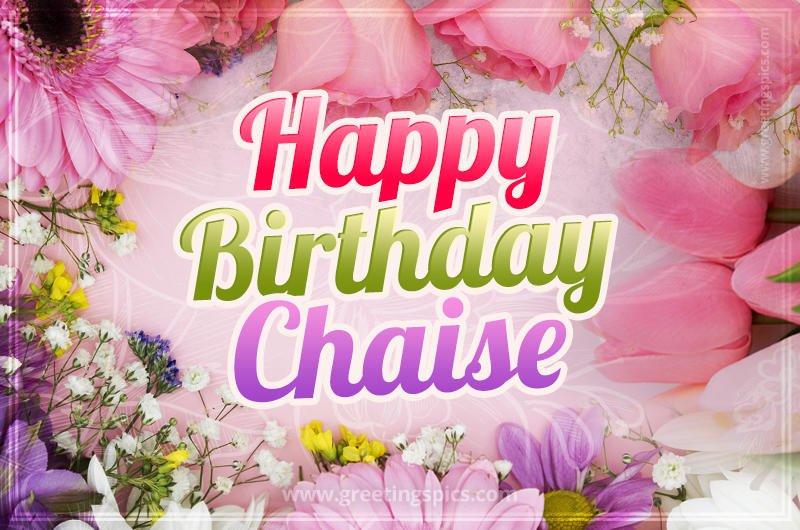 Happy Birthday Chaise Picture with beautiful flowers