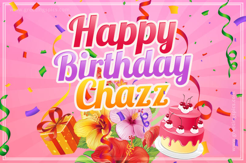 Beautiful Birthday Card for Chazz with pink background