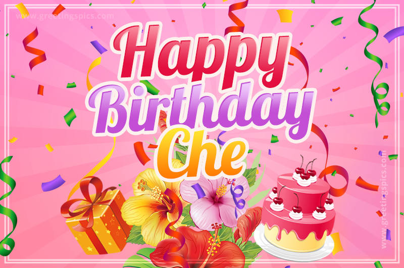 Beautiful Birthday Card for Che with pink background