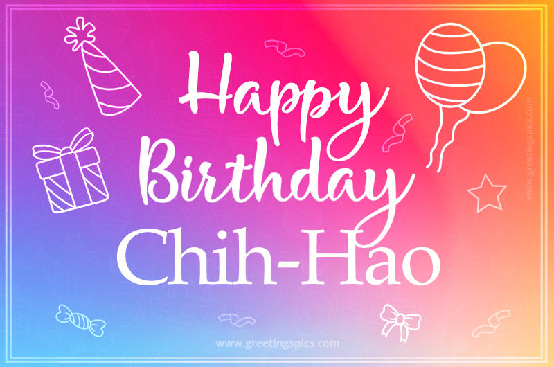 Colorful Happy Birthday Card For Chih-Hao