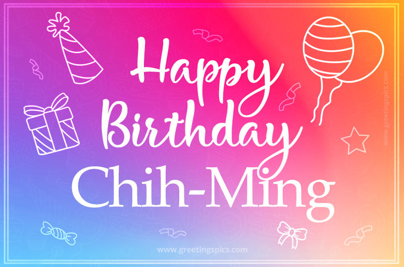 Colorful Happy Birthday Card For Chih-Ming