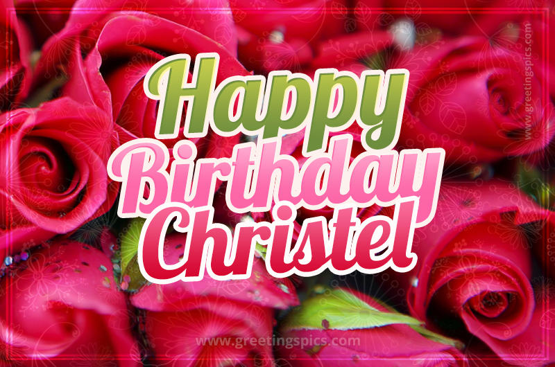 Happy Birthday Christel beautiful Image with red roses