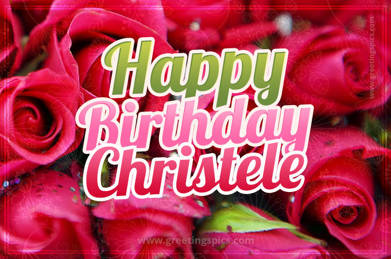 Happy Birthday Christele beautiful Image with red roses