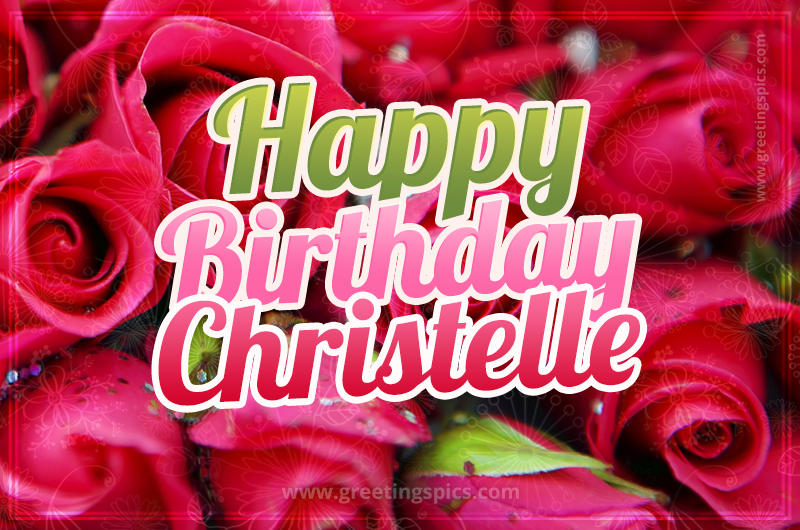 Happy Birthday Christelle beautiful Image with red roses