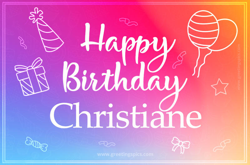 Colorful Happy Birthday Card For Christiane