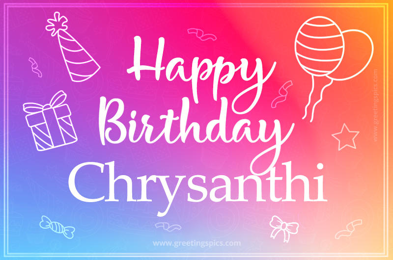 Colorful Happy Birthday Card For Chrysanthi