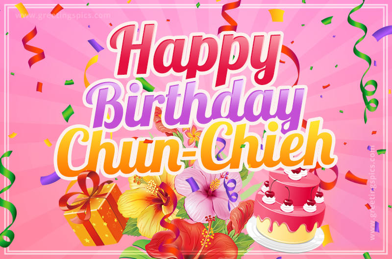 Beautiful Birthday Card for Chun-Chieh with pink background