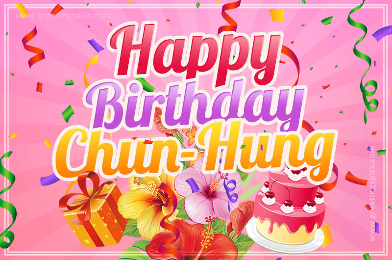 Beautiful Birthday Card for Chun-Hung with pink background