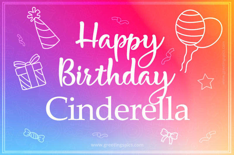 Colorful Happy Birthday Card For Cinderella