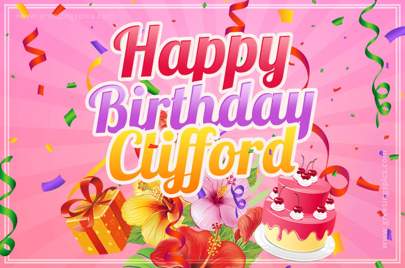 Beautiful Birthday Card for Clifford with pink background