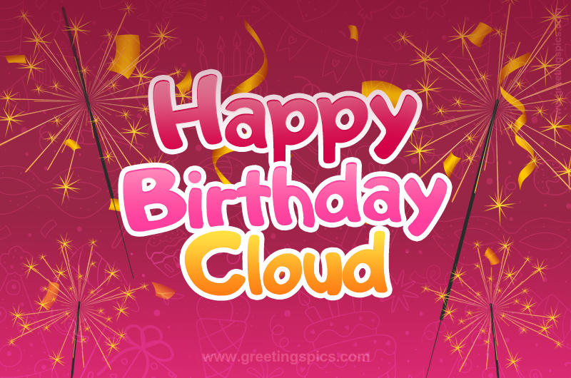 Happy Birthday Cloud Image with sparklers