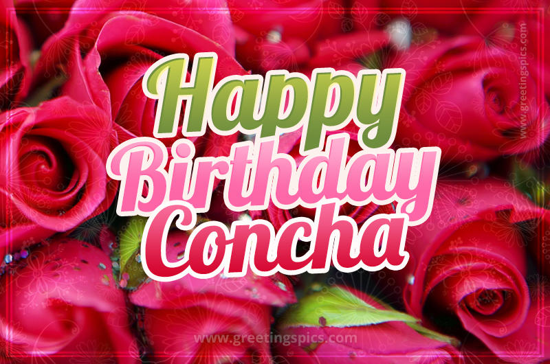 Happy Birthday Concha beautiful Image with red roses