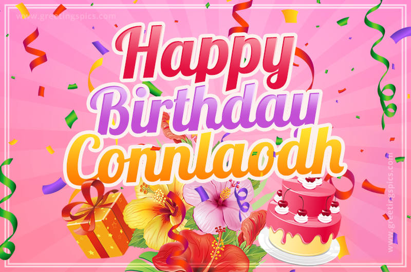 Beautiful Birthday Card for Connlaodh with pink background