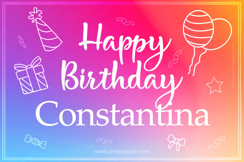 Colorful Happy Birthday Card For Constantina