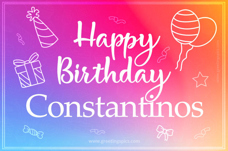 Colorful Happy Birthday Card For Constantinos