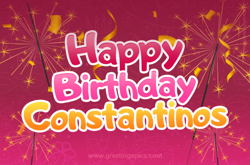 Happy Birthday Constantinos Image with sparklers