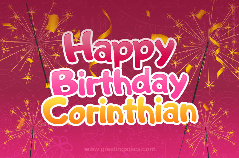 Happy Birthday Corinthian Image with sparklers