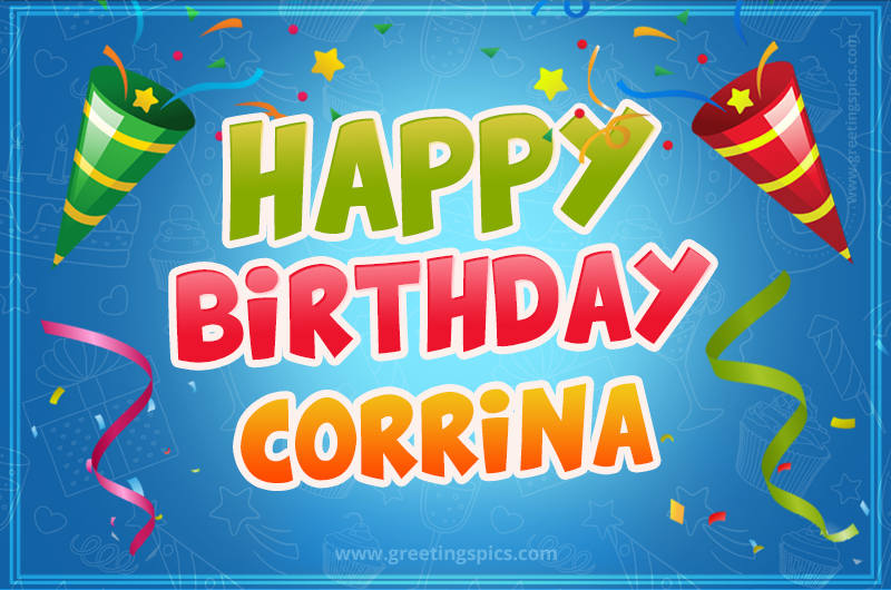 Happy Birthday Corrina picture with confetti and party poppers