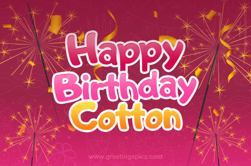 Happy Birthday Cotton Image with sparklers