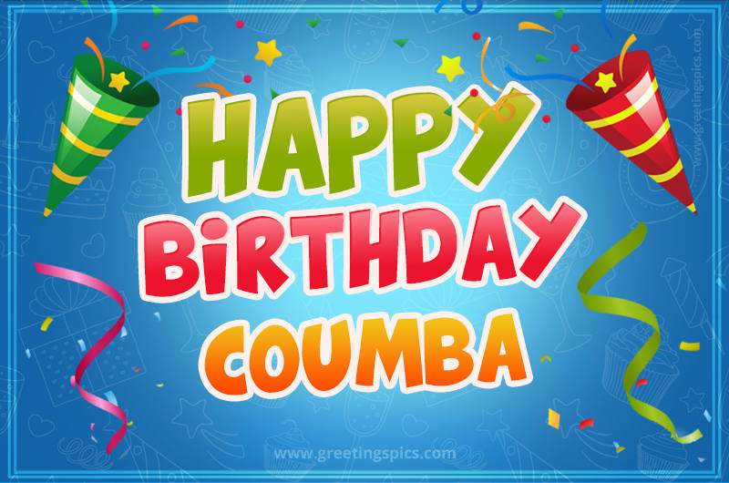 Happy Birthday Coumba picture with confetti and party poppers