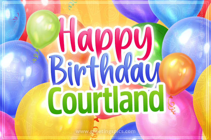 Happy Birthday Courtland Image with colorful balloons