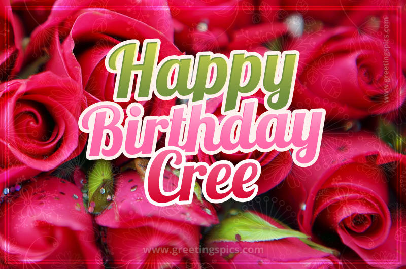 Happy Birthday Cree beautiful Image with red roses