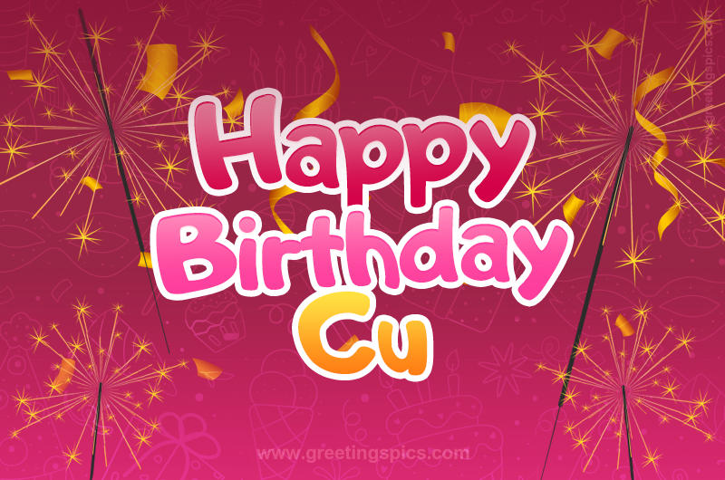 Happy Birthday Cu Image with sparklers