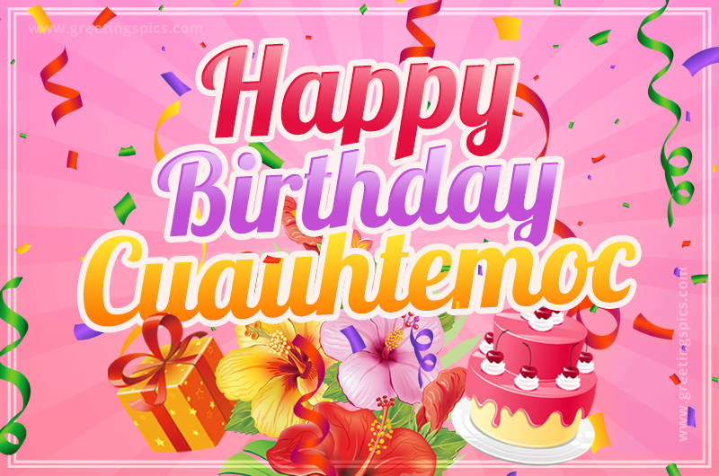 Beautiful Birthday Card for Cuauhtemoc with pink background