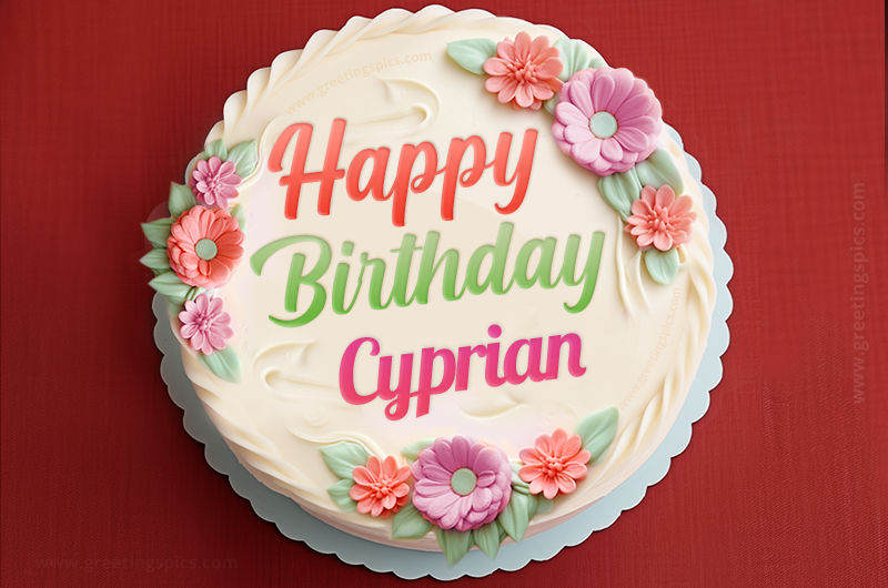 Happy Birthday Cyprian Cake Image With Name