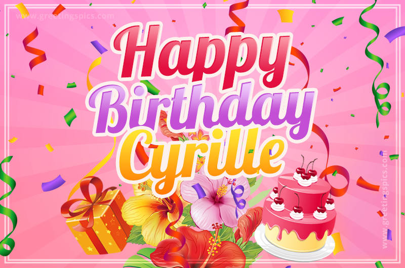 Beautiful Birthday Card for Cyrille with pink background