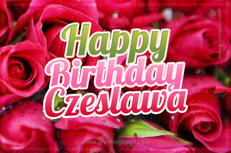 Happy Birthday Czeslawa beautiful Image with red roses