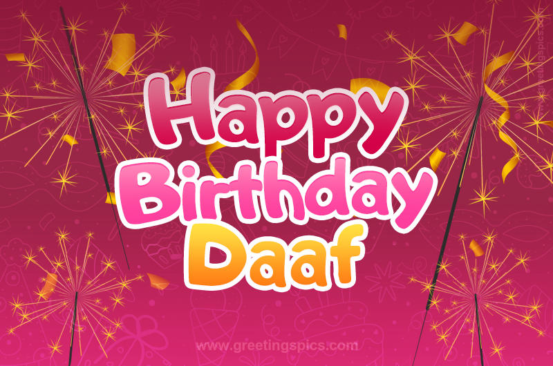 Happy Birthday Daaf Image with sparklers