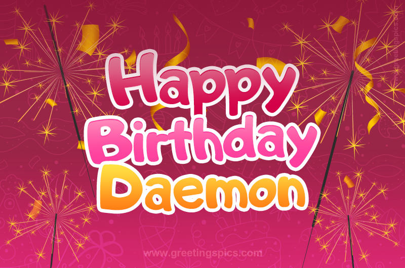 Happy Birthday Daemon Image with sparklers