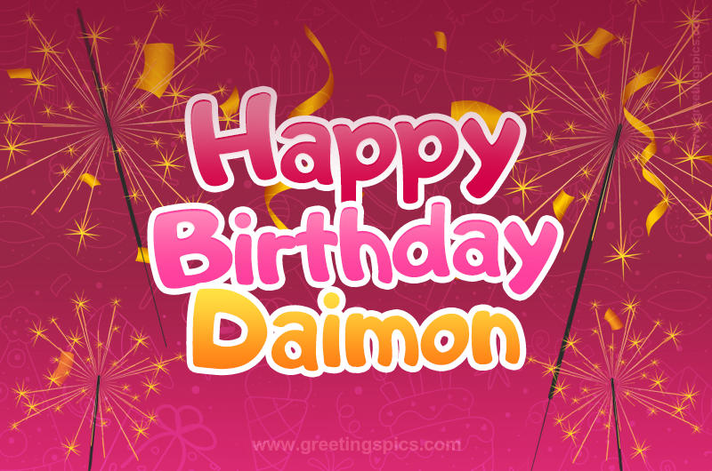 Happy Birthday Daimon Image with sparklers