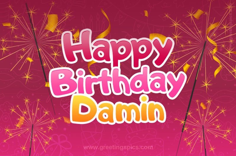 Happy Birthday Damin Image with sparklers