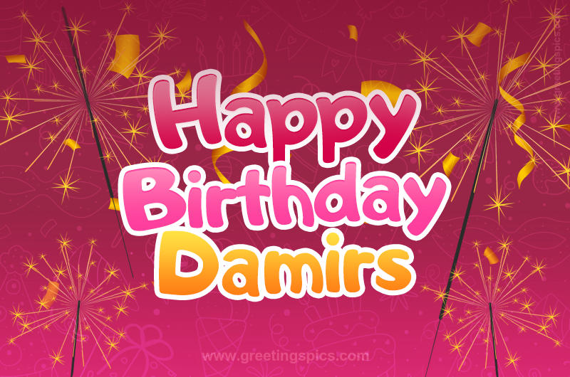 Happy Birthday Damirs Image with sparklers