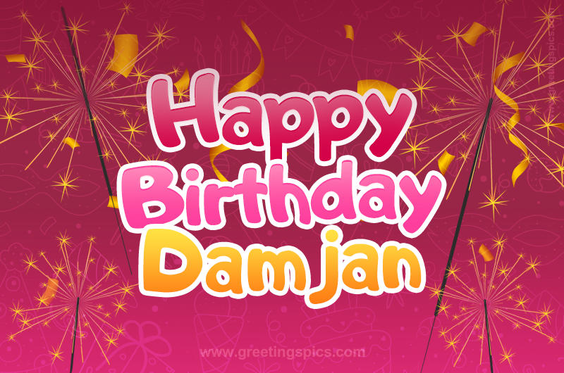 Happy Birthday Damjan Image with sparklers