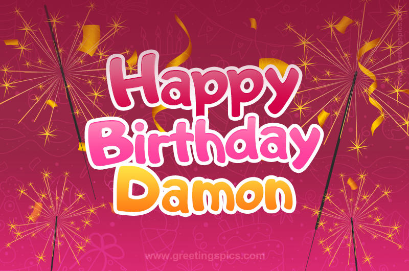 Happy Birthday Damon Image with sparklers