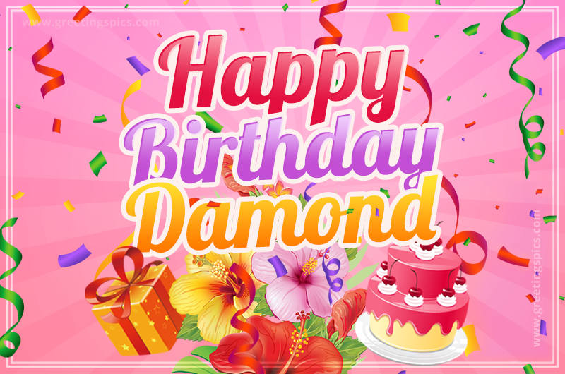 Beautiful Birthday Card for Damond with pink background