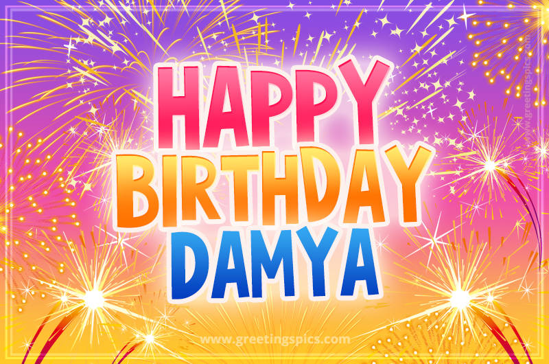 Happy Birthday Damya Picture with fireworks