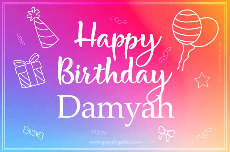 Colorful Happy Birthday Card For Damyah