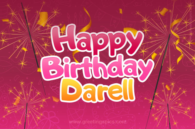 Happy Birthday Darell Image with sparklers