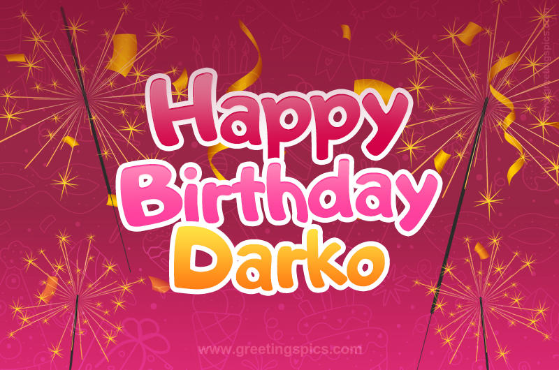 Happy Birthday Darko Image with sparklers